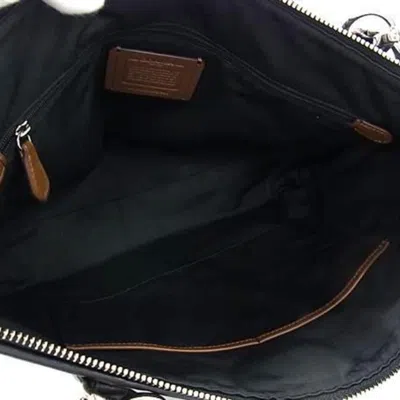 Pre-owned Coach Black Gray Canvas Leather Tote Bag () In Multi