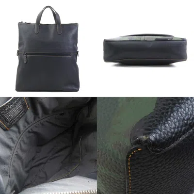 Pre-owned Coach Black Green Leather Handbag Shoulder Bag () In Multi