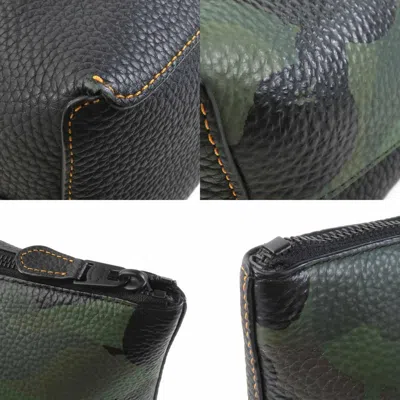 Pre-owned Coach Black Green Leather Handbag Shoulder Bag () In Multi