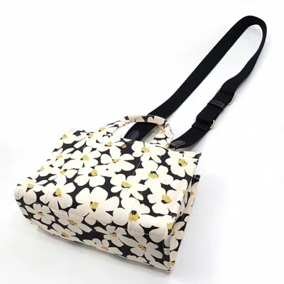 Pre-owned Coach Black Ivory Yellow Canvas Leather Tote Bag ()
