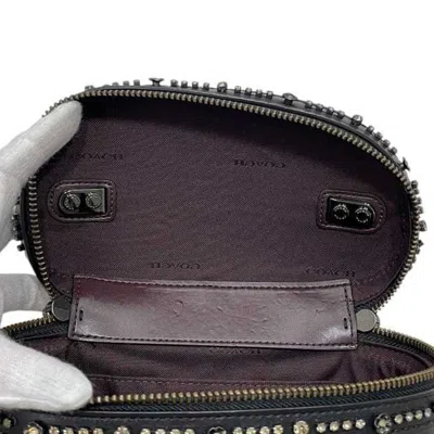 Pre-owned Coach Black Leather Rhinestone Handbag Vanity Bag ()