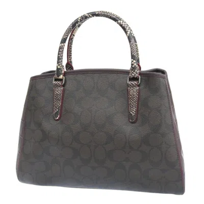 Pre-owned Coach Bordeaux Brown Red Color Pvc Handbag Shoulder Bag ()