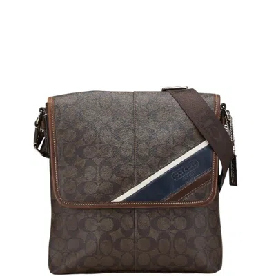 Pre-owned Coach Brown Leather Pvc Shoulder Bag ()