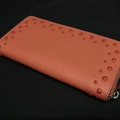 Pre-owned Coach Coral Pink Leather Long Wallet (bi-fold) ()