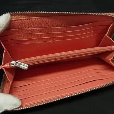 Pre-owned Coach Coral Pink Leather Long Wallet (bi-fold) ()