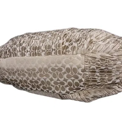 Pre-owned Coach Gold Ivory Leather Canvas Handbag Shoulder Bag Tote Bag ()