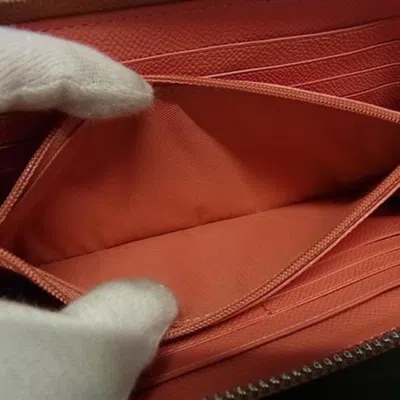 Pre-owned Coach Coral Pink Leather Long Wallet (bi-fold) ()