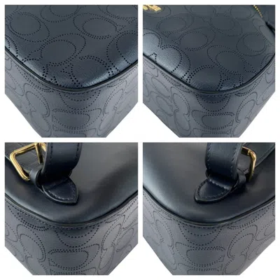 Pre-owned Coach Navy Leather Backpack () In Blue
