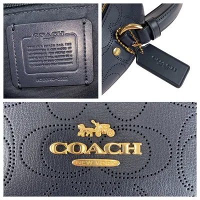 Pre-owned Coach Navy Leather Backpack () In Blue