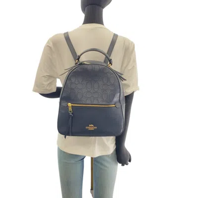 Pre-owned Coach Navy Leather Backpack () In Blue