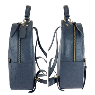 Pre-owned Coach Navy Leather Backpack () In Blue