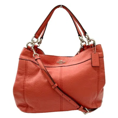 Pre-owned Coach Red Color Leather Handbag Shoulder Bag ()