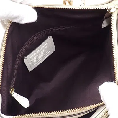 Pre-owned Coach Signature Beige White Signature Line Tote Bag () In Multi