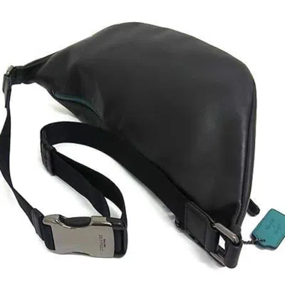 Pre-owned Coach Signature Black Brown Pvc Leather Fanny Pack Sling Bag () In Multi