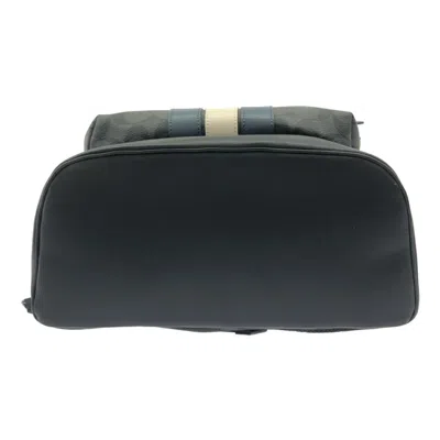 Pre-owned Coach Signature Black Gray Leather Backpack () In Multi