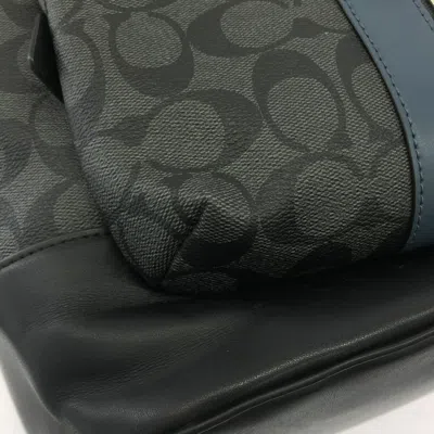 Pre-owned Coach Signature Black Gray Leather Backpack () In Multi