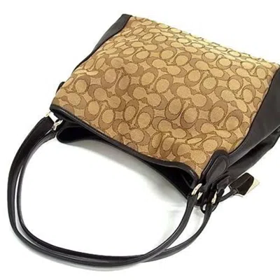Pre-owned Coach Signature Brown Canvas Leather Handbag Shoulder Bag Tote Bag ()