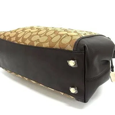 Pre-owned Coach Signature Brown Canvas Leather Handbag Shoulder Bag Tote Bag ()