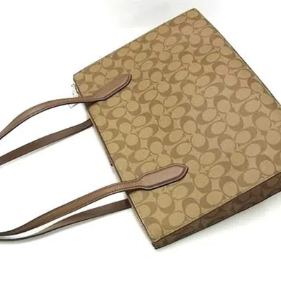 Pre-owned Coach Signature Brown Pvc Leather Handbag Shoulder Bag Tote Bag ()