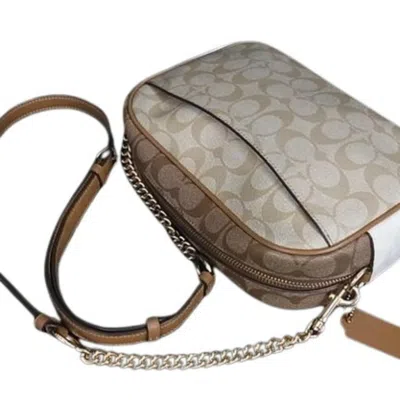 Pre-owned Coach Signature Khaki Pvc Leather Shoulder Bag () In Brown