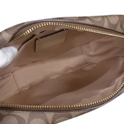 Pre-owned Coach Signature Khaki Pvc Leather Shoulder Bag () In Brown