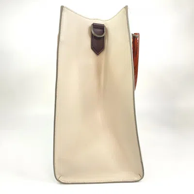 Pre-owned Dolce & Gabbana Beige Brown Leather Shoulder Bag Tote Bag () In Multi