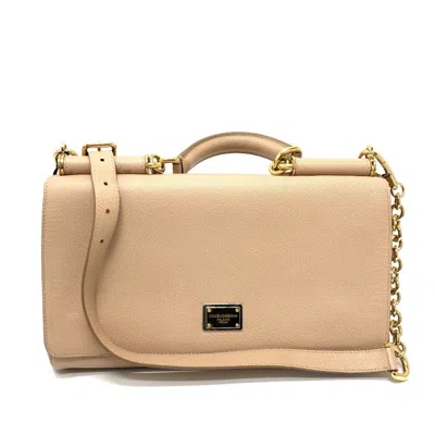 Pre-owned Dolce & Gabbana Beige Leather Handbag Shoulder Bag () In Sand