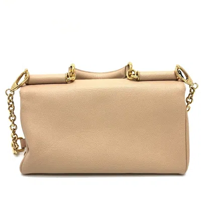Pre-owned Dolce & Gabbana Beige Leather Handbag Shoulder Bag () In Sand