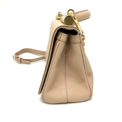 Pre-owned Dolce & Gabbana Beige Leather Handbag Shoulder Bag () In Sand