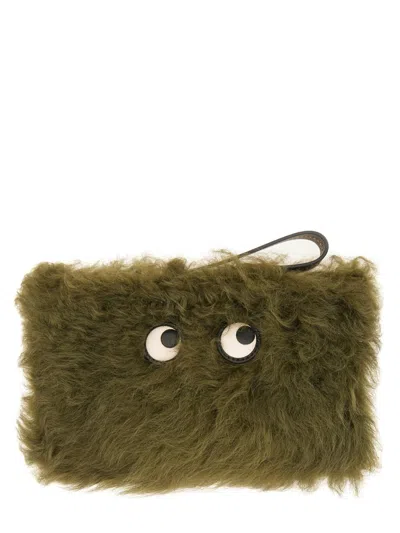 Anya Hindmarch Shearling Eyes Clutch Bag In White