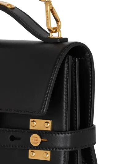 Balmain Bbuzz 24 Shoulder Bag In Smooth Leather In Black