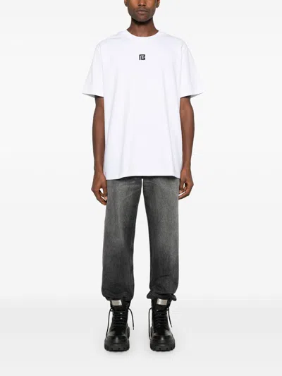 Balmain T-shirt With Pb Embroidery In White