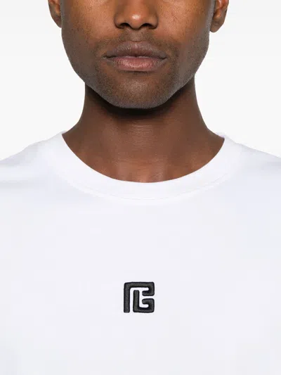 Balmain T-shirt With Pb Embroidery In White