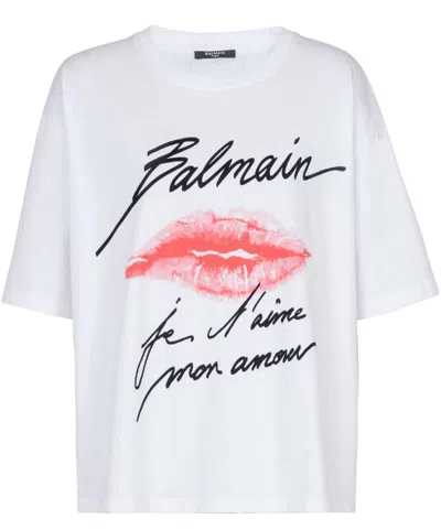 Balmain Kiss Print T-shirt In White