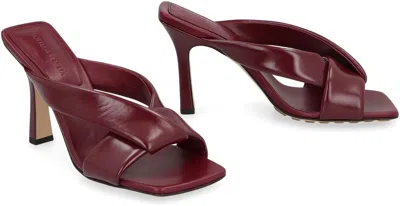 Bottega Veneta Leather Cross Strap Square Toe Mules In Brown