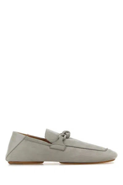 Bottega Veneta Grey Suede Daddy Loafers In Gray