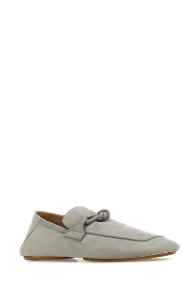 Bottega Veneta Grey Suede Daddy Loafers In Gray