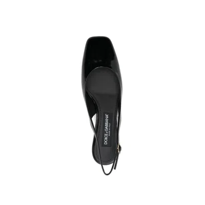 Dolce & Gabbana Black Calfskin Mid Heel Women's Pumps In Black