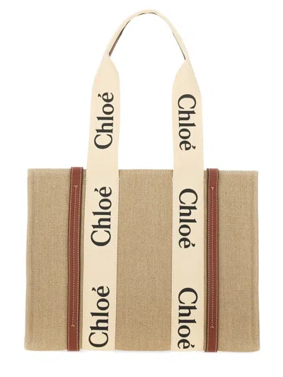 Chloé Borsa Tote Woody In Neutral