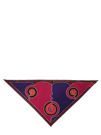 Pucci Triangle Scarf Featuring Bold Pattern In Brown
