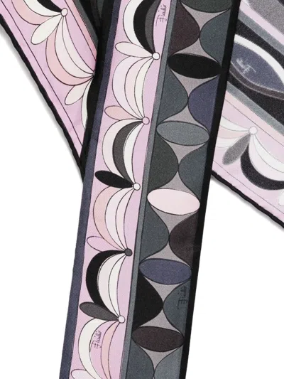 Pucci Printed Silk Twill Triangle Scarf In Brown
