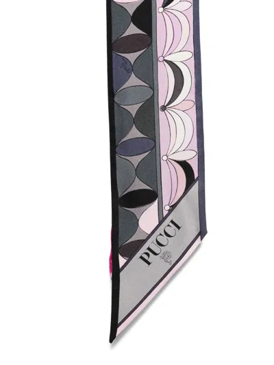 Pucci Printed Silk Twill Triangle Scarf In Brown