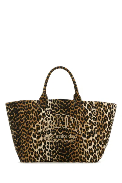Ganni Tote Bag With Animal Pattern In Animal Print