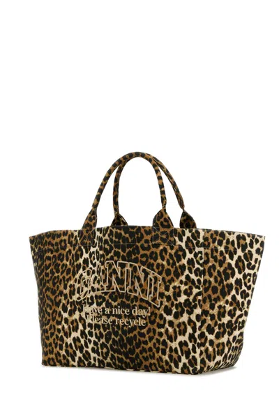 Ganni Tote Bag With Animal Pattern In Animal Print