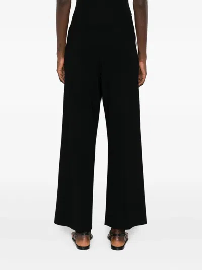 Elisabetta Franchi Palazzo Trousers With Shiny Side Bands In Black