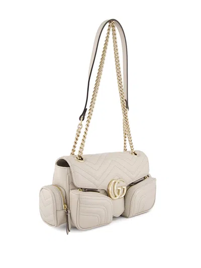 Gucci Quilted Leather Shoulder Bag With Chain Strap In Neutral