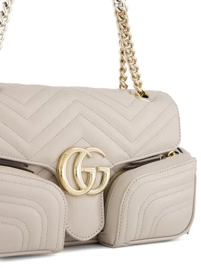 Gucci Quilted Leather Shoulder Bag With Chain Strap In Neutral