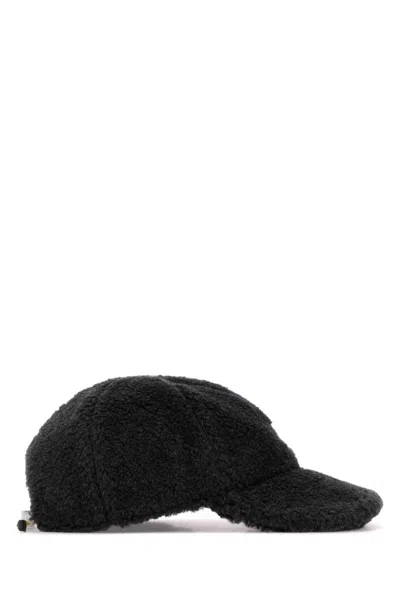 Miu Miu Grey Charcoal Pile Baseball Cap In Black