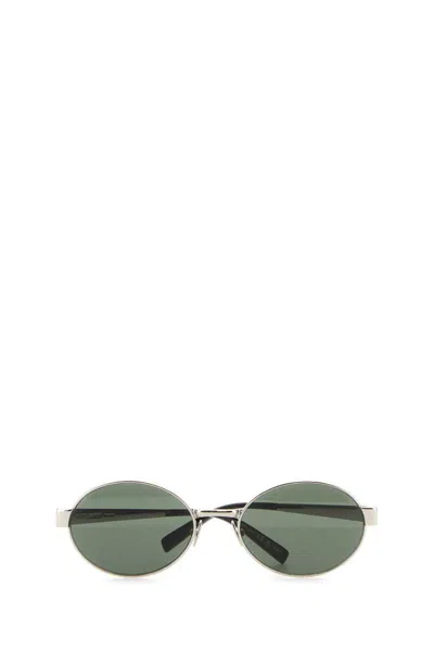 Saint Laurent Round Metal Sunglasses With Adjustable Nose Pads In Silver