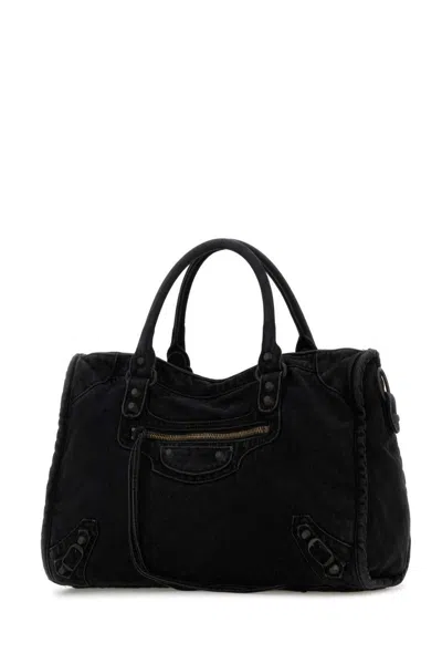 Balenciaga Medium Le City Handbag With Zip Pocket In Black